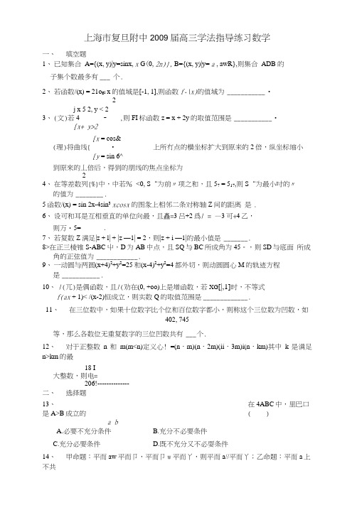 上海市复旦附中高三数学学法指导练习.doc