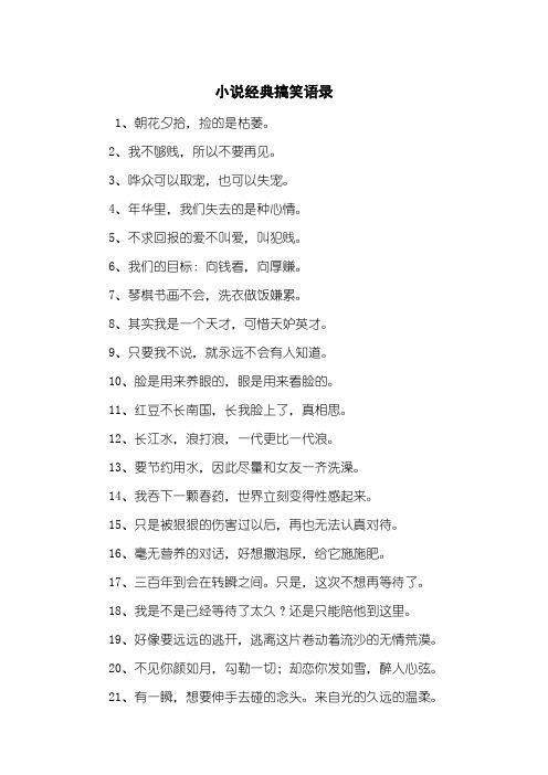 小说经典搞笑语录