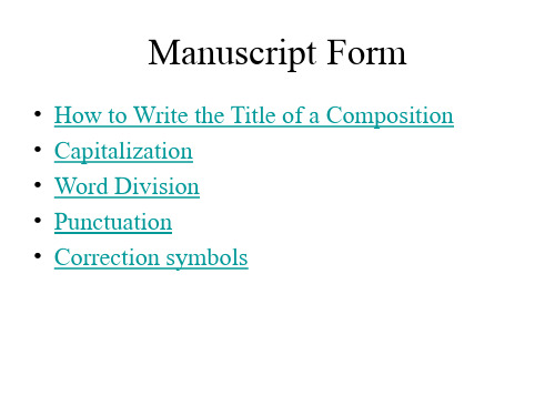 Manuscript Form