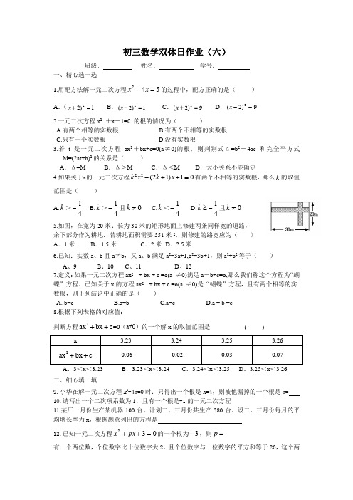 初三数学双休日作业