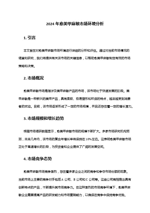2024年愈美甲麻敏市场环境分析