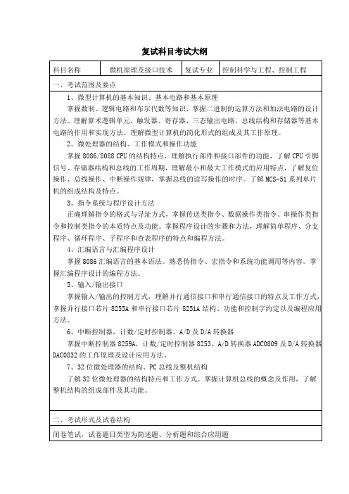 复试科目考试大纲