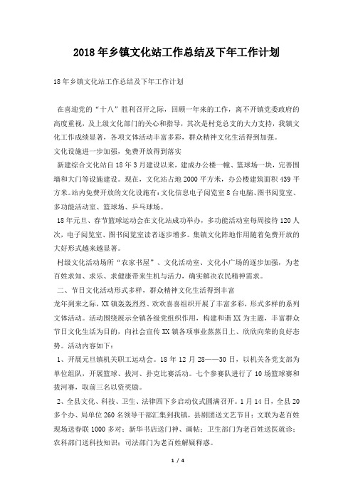 乡镇文化站工作总结及下年工作计划