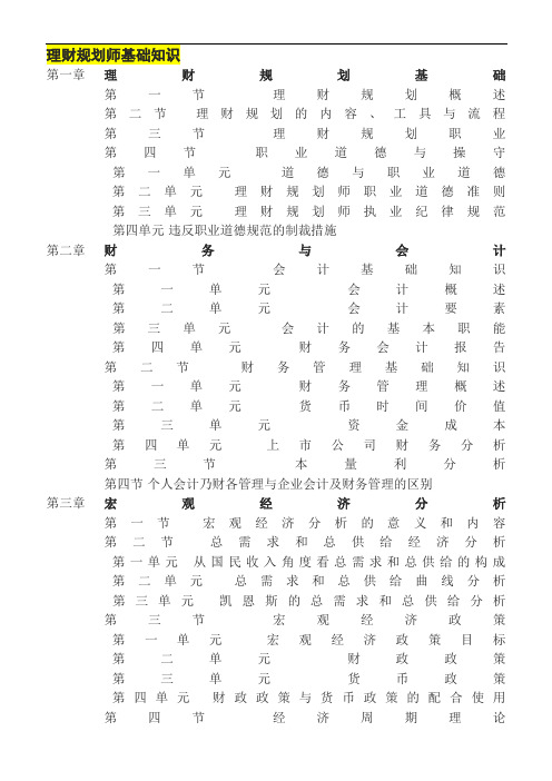 理财规划师二级基础知识与专业能力教材(第5版)纲要