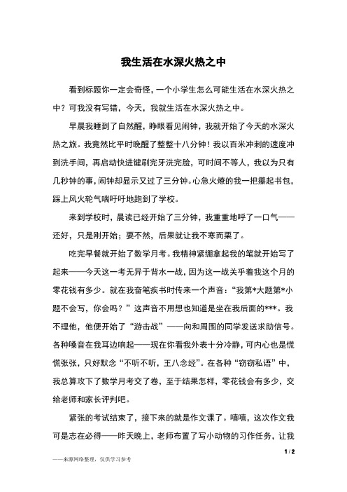 我生活在水深火热之中_六年级作文