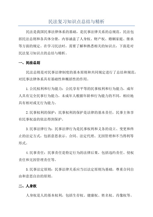 民法复习知识点总结与精析