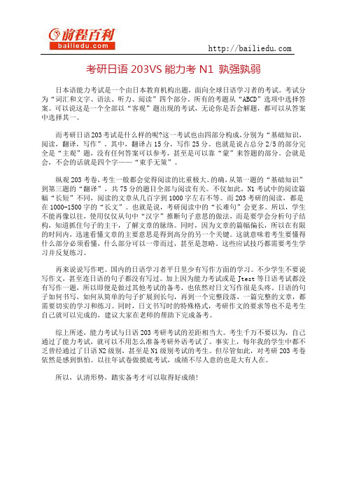 考研日语203VS能力考N1 孰强孰弱