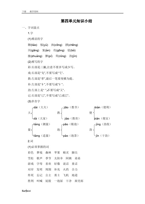 2020春部编版二年级语文下册教学资料-第四单元-第四单元知识小结(001)