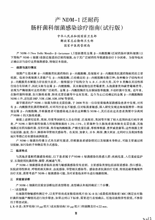 产NDM-1泛耐药肠杆菌科细菌感染诊疗指南(试行版)