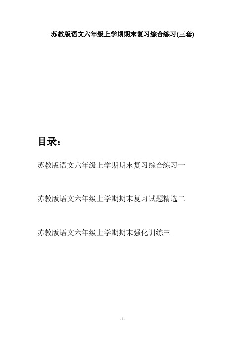 苏教版语文六年级上学期期末复习综合练习(三套)