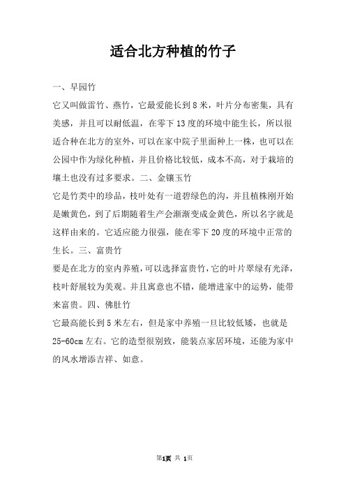 适合北方种植的竹子 