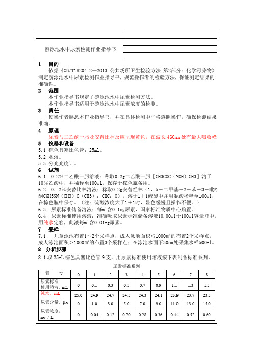 游泳池水尿素检测作业指导书