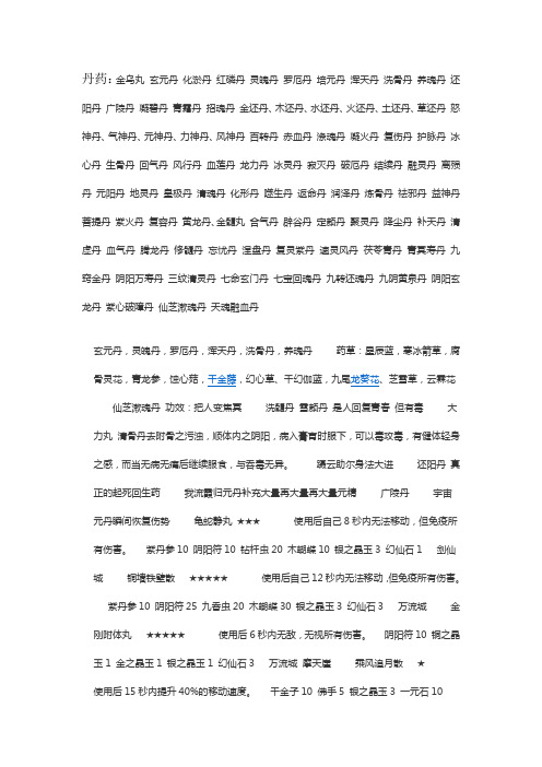 丹药名称