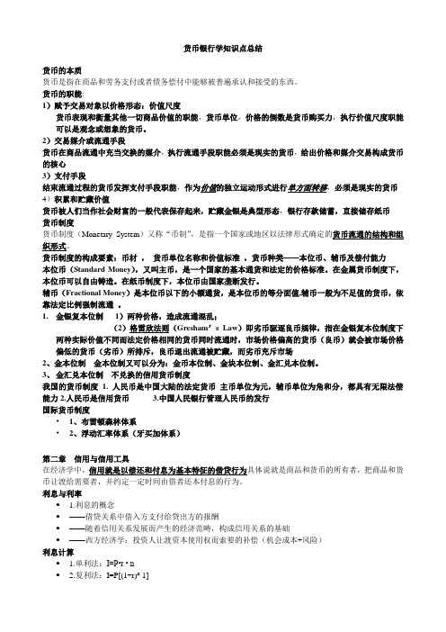 自考货币银行学总复习