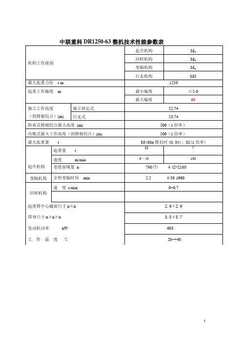 DR1250整机技术参数