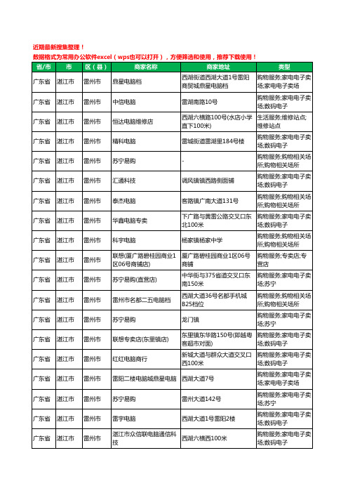 2020新版广东省湛江市雷州市电脑工商企业公司商家名录名单黄页联系方式大全78家