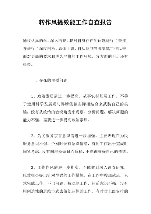 转作风提效能工作自查报告doc