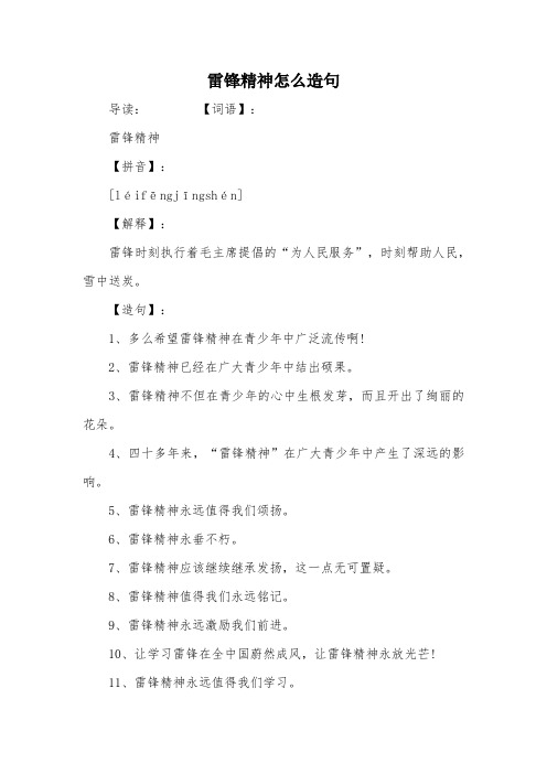 雷锋精神怎么造句