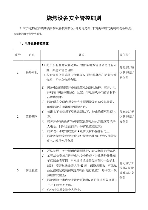 烧烤设备安全管控细则