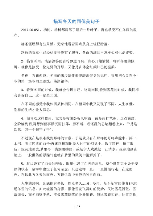 描写冬天的雨优美句子