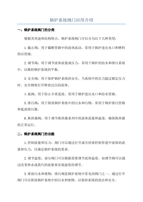 锅炉系统阀门应用介绍