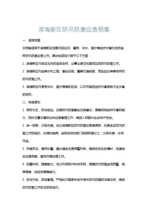 滨海新区防汛防潮应急预案