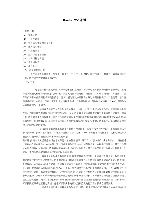 Oracle 生产计划