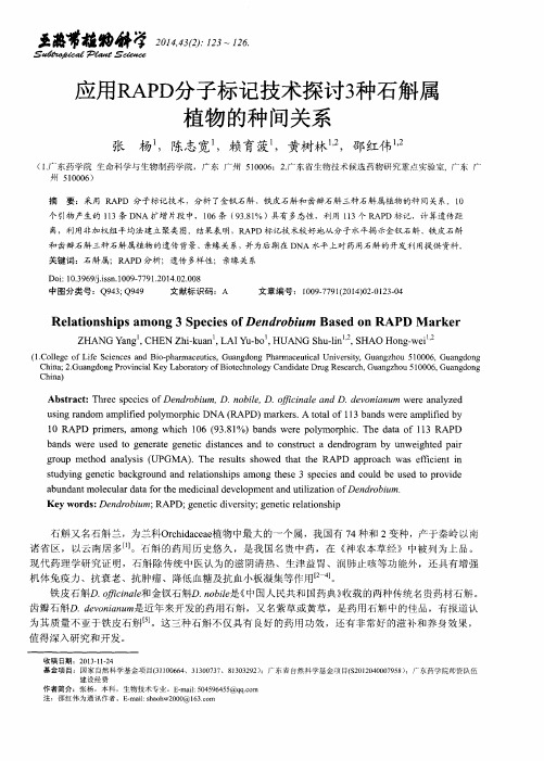 应用RAPD分子标记技术探讨3种石斛属植物的种间关系