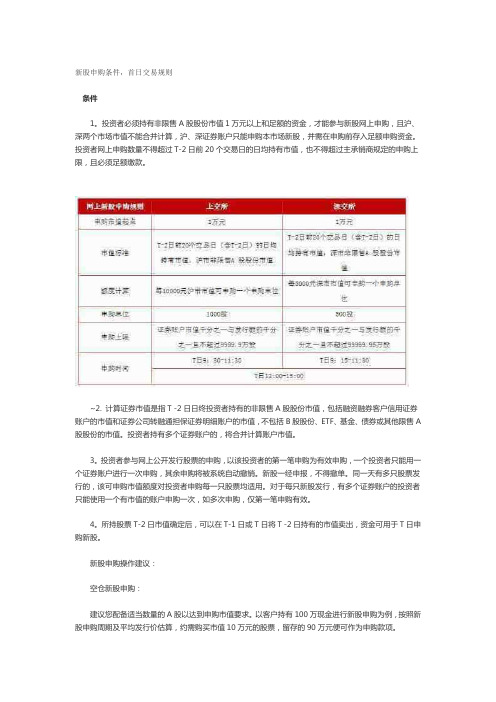 新股申购条件