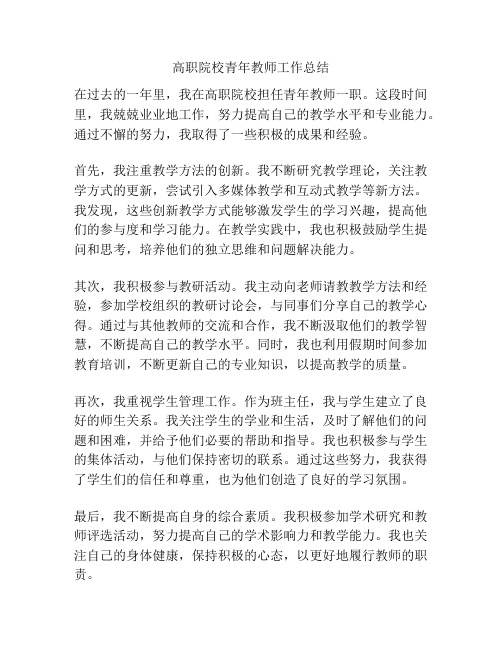 高职院校青年教师工作总结