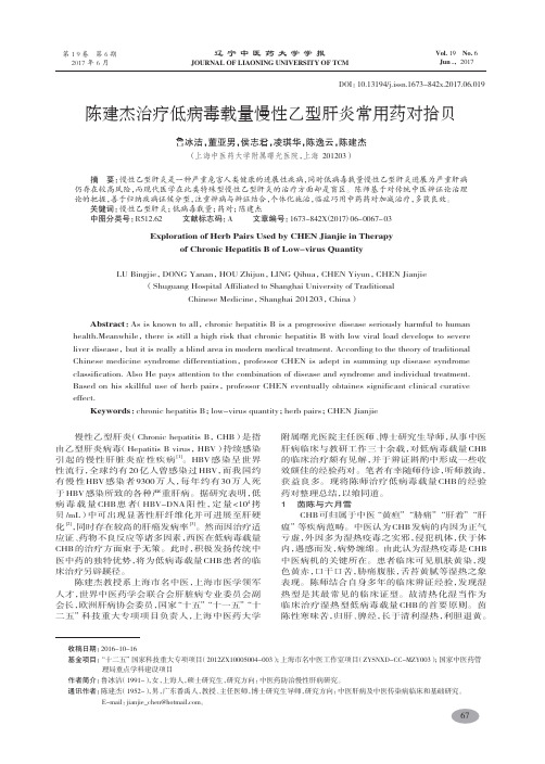 陈建杰治疗低病毒载量慢性乙型肝炎常用药对拾贝-鲁冰洁