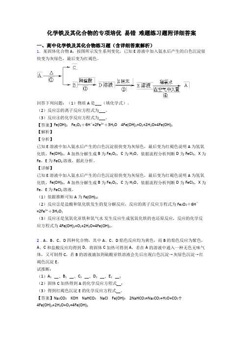 化学铁及其化合物的专项培优 易错 难题练习题附详细答案