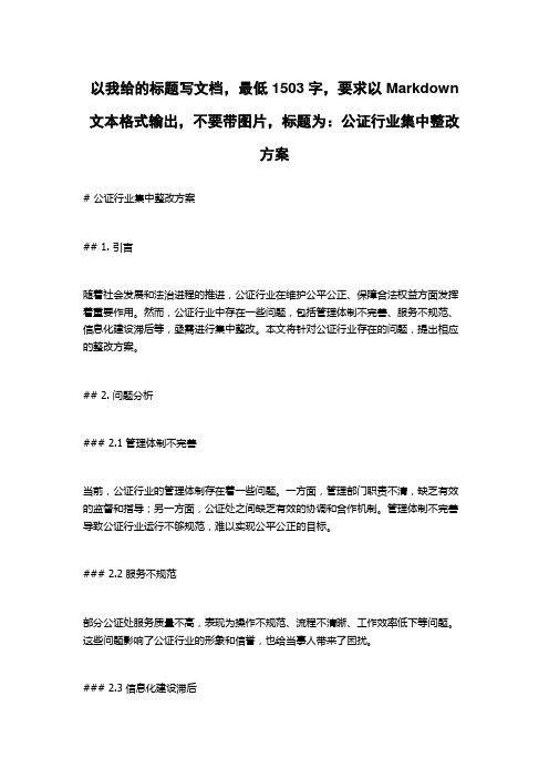 公证行业集中整改方案