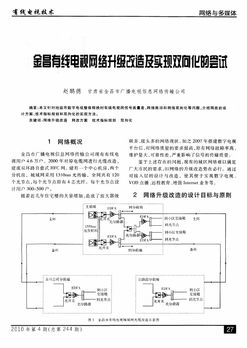金昌有线电视网络升级改造及实现双向化的尝试