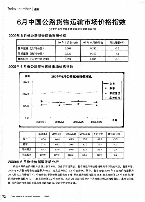 6月中国公路货物运输市场价格指数