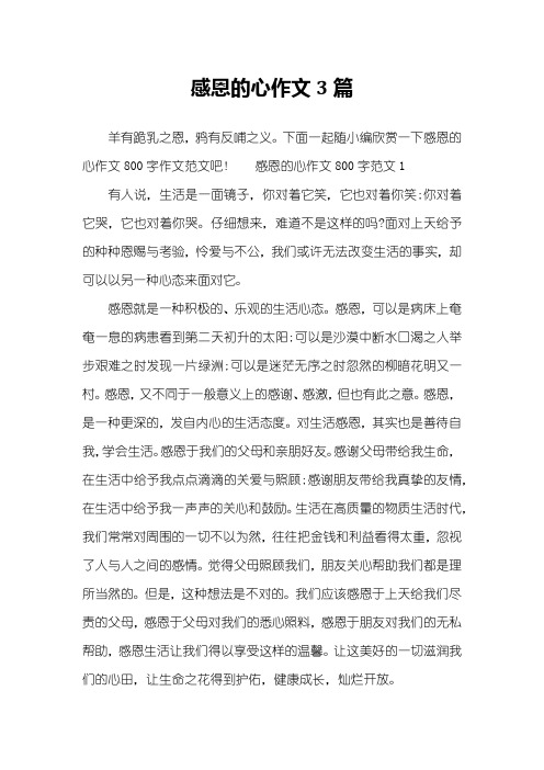 感恩的心作文3篇
