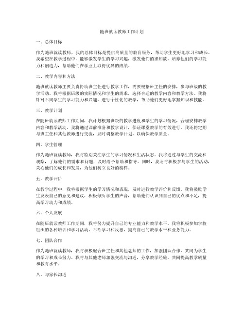 随班就读教师工作计划