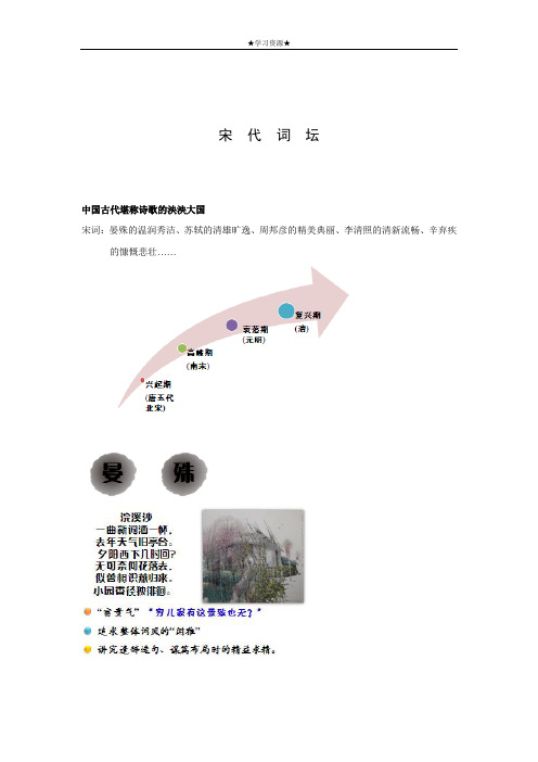 六年级下册语文讲义-能力拓展：宋代词坛 全国通用