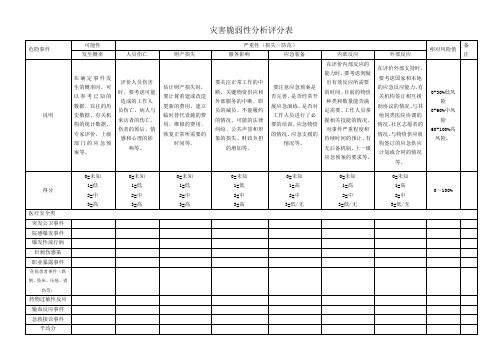 灾难性脆弱性分析评分表
