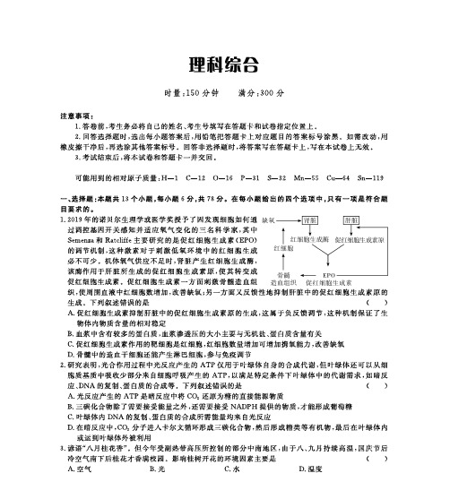 甘肃省平凉市庄浪县紫荆中学2020届高三一模考试理综试卷