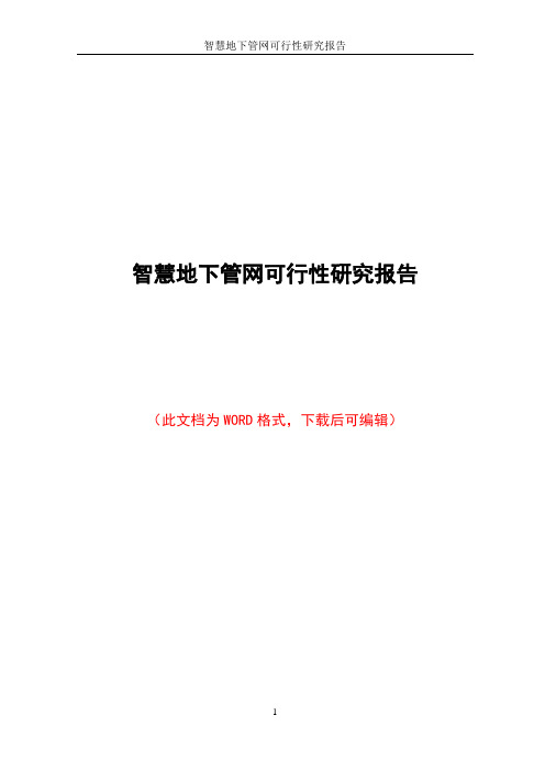 智慧地下管网可行性研究报告