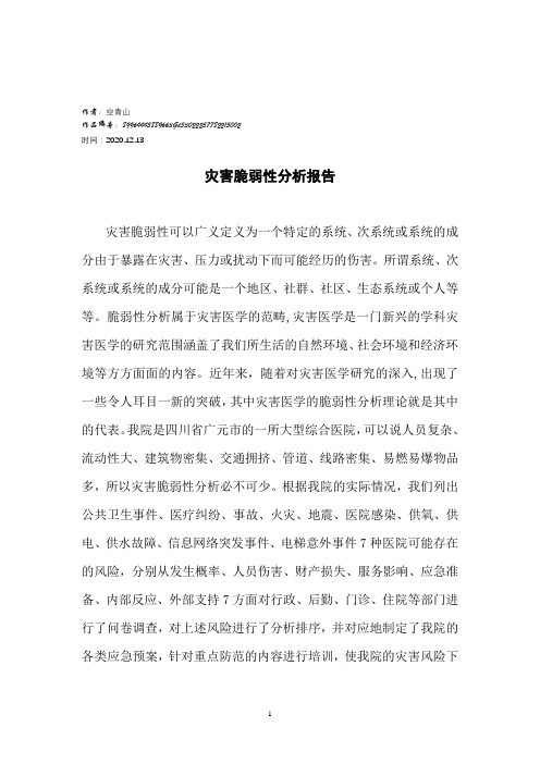 2020年灾害脆弱性分析报告