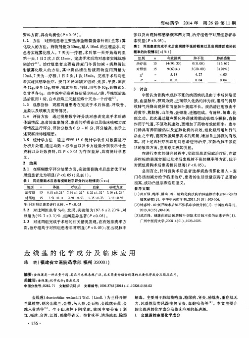 金线莲的化学成分及临床应用