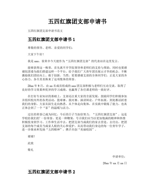 五四红旗团支部申请书