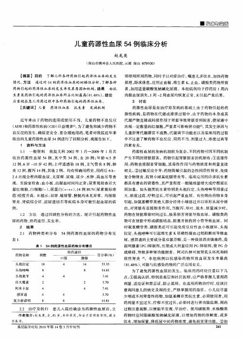 儿童药源性血尿54例临床分析