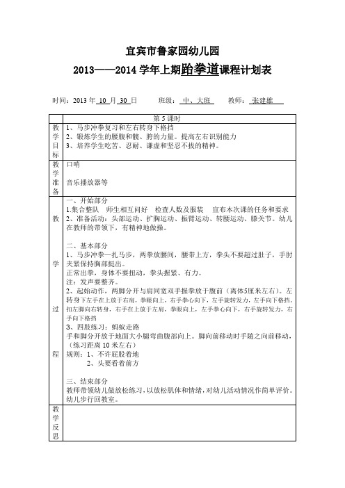 宜宾市鲁家园幼儿园第10周—跆拳道备课表1 (2) 3