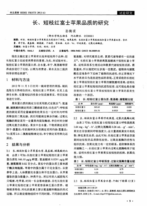 长、短枝红富士苹果品质的研究