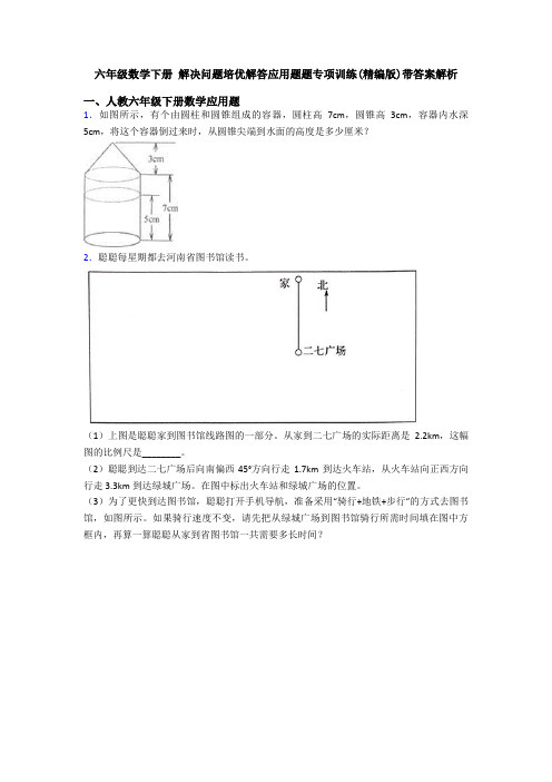 六年级数学下册 解决问题培优解答应用题题专项训练(精编版)带答案解析