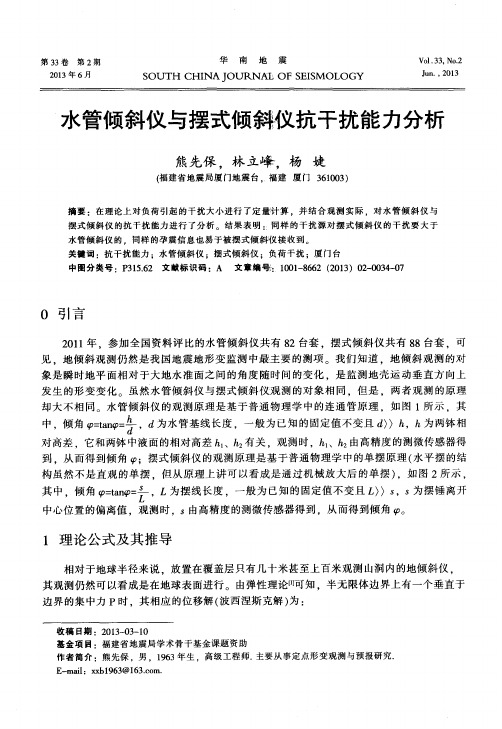 水管倾斜仪与摆式倾斜仪抗干扰能力分析
