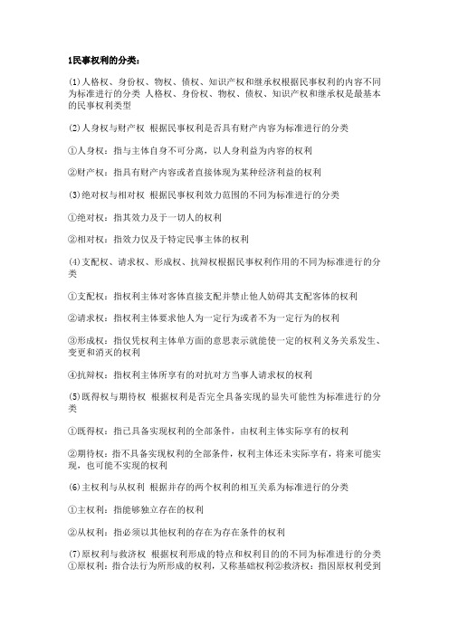 民法一些简单的分类1